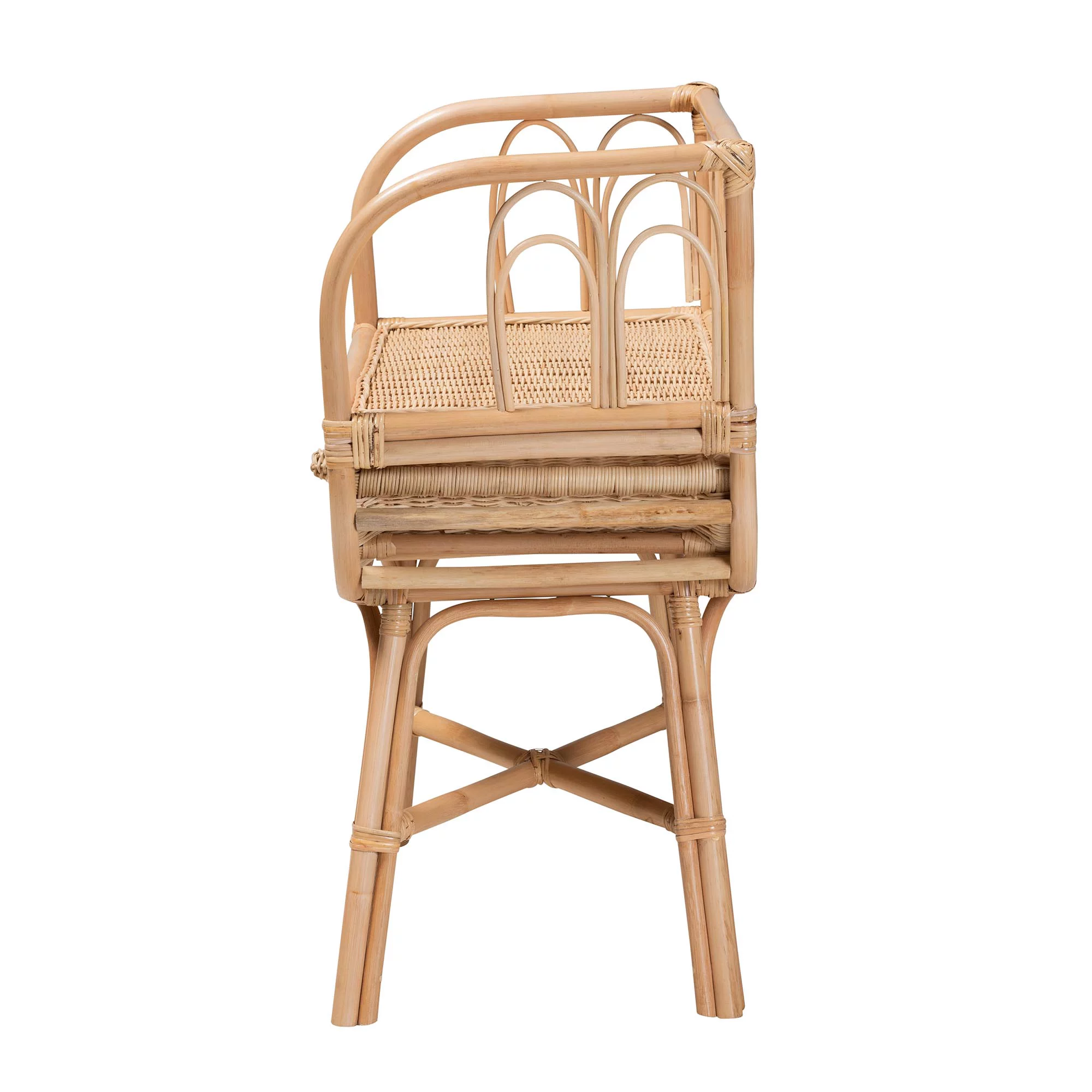 bali & pari Panchali Modern Bohemian Natural Brown Rattan Nightstand