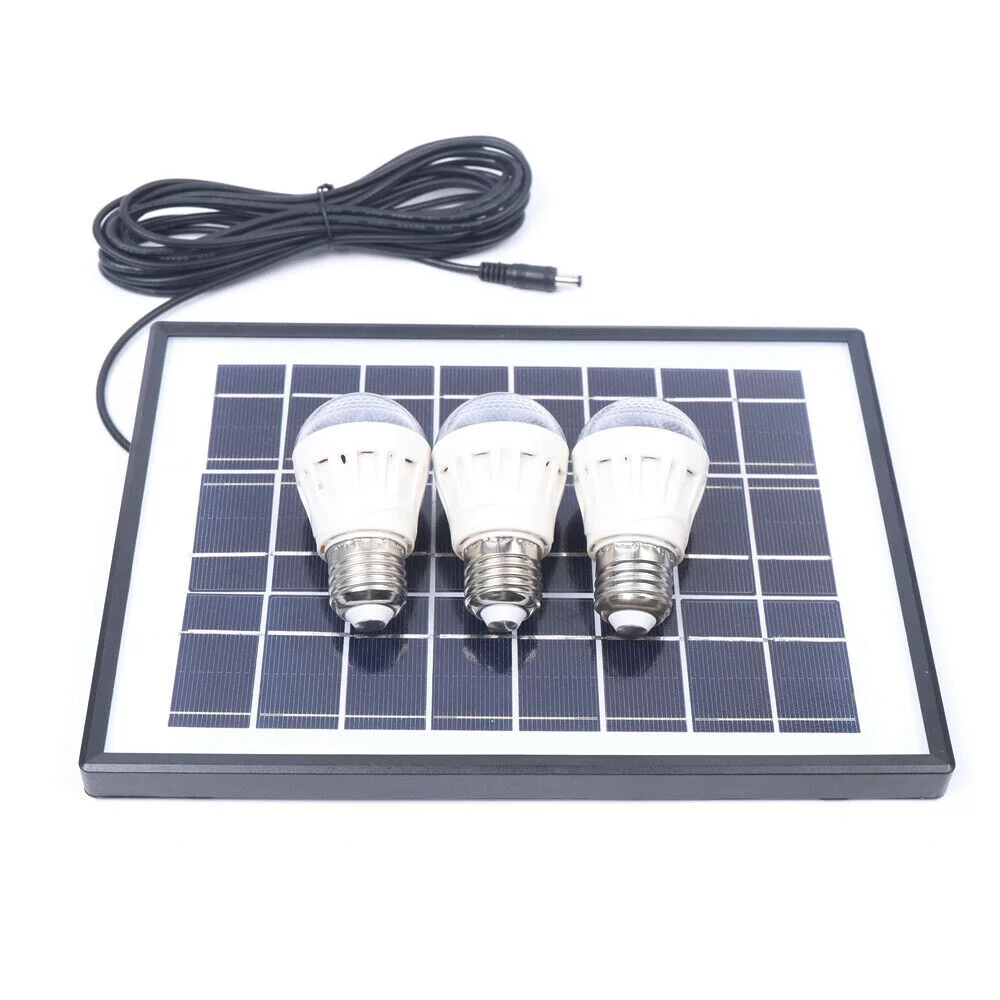 MIDUO Solar Power Energy Lighting System Kit Set W/ 3 LED Lights 1*Fan 1 Solar Panel