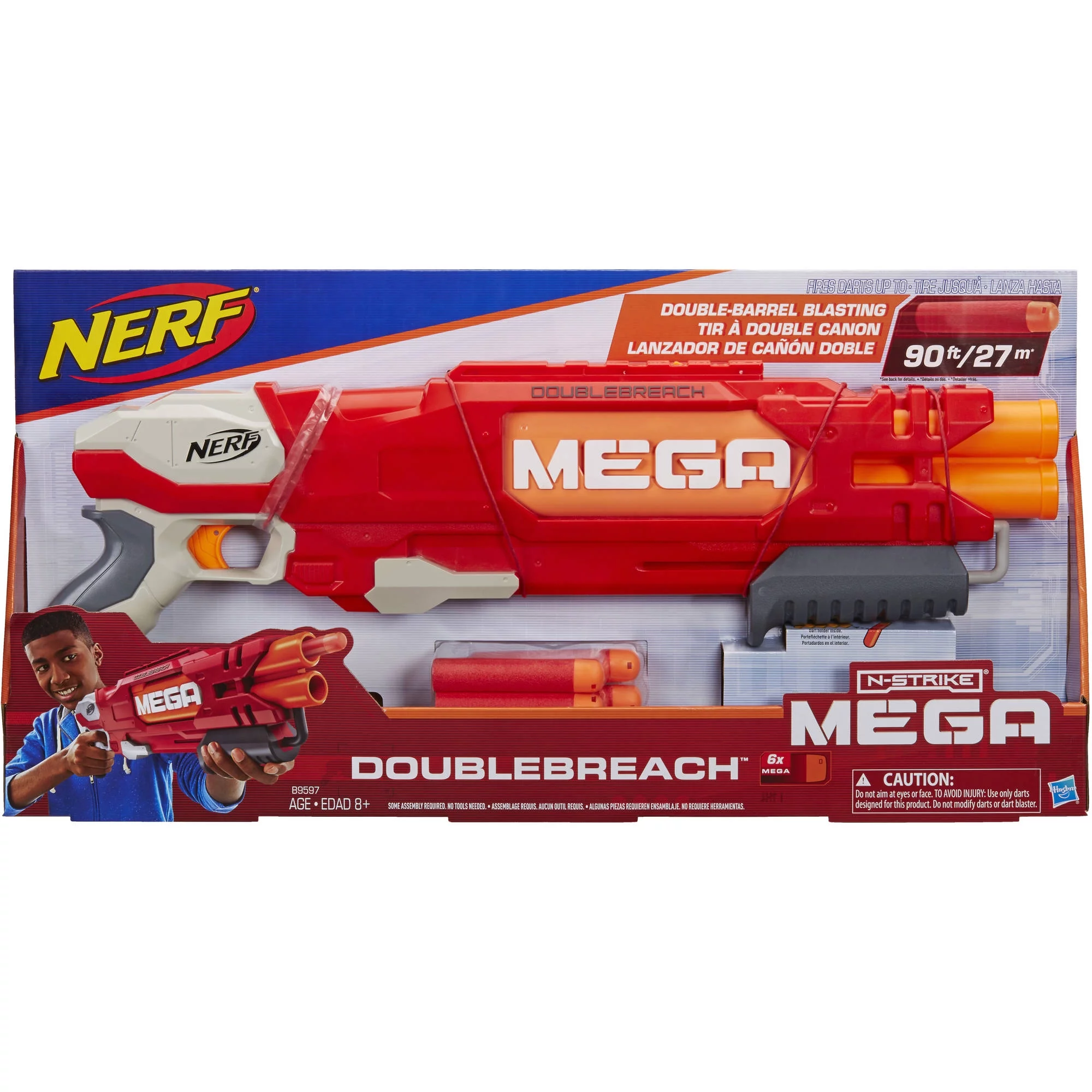 Nerf N-strike Mega Doublebreach Blaster, Includes 6 Mega Whistler darts