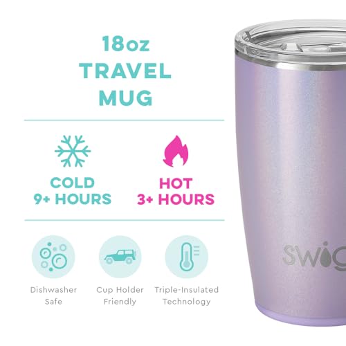 Swig Life 18oz Travel Mug, Insulated Tumbler with Handle and Lid, Travel Coffee Mug, Cup Holder Friendly Travel Mug, Stainless Steel 18 oz Tumbler, Reusable Insulated Tumbler with Lid (Orange)