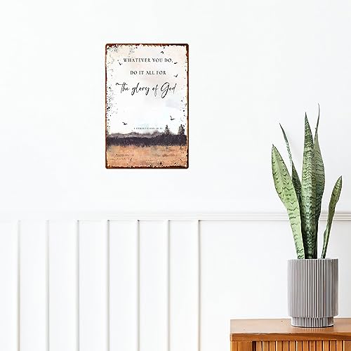 1 Corinthians 10 31 Do It All for The Glory of God Bible Verse Wall Art Metal Sign Scripture Print, Christian Wall Sign Poster Decorations Picture Painting for Bedroom