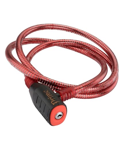 Alfa Cable Bike Lock with 3 Keys | 5 feet | High Security | 5 Different Colors Available | Used for Bike, e-Bike, Cupboard etc. (60 inches, Ring Red)