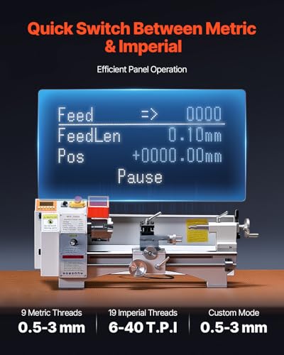 VEVOR Metal Lathe Machine, 8.7 x 18 in, Precision Bench Power Metal Lathe, Automatic Feed, 0-2500 RPM Variable Speed, 1250W Brushless Motor, for Processing Precision Parts Soft Metals Wood Plastics