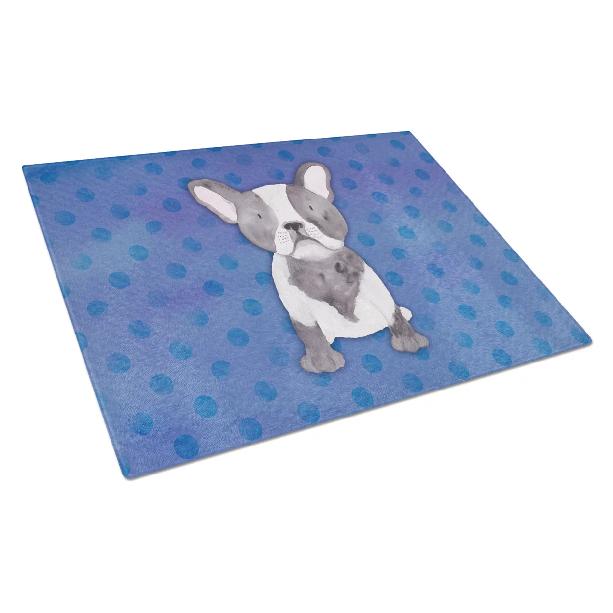 Caroline's Treasures French Bulldog Polkadot Watercolor Glass Cutting Board Large