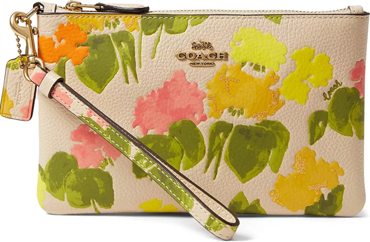 COACH Womens Floral Printed Leather Small Wristlet Multi CC956-B4L38 One Size