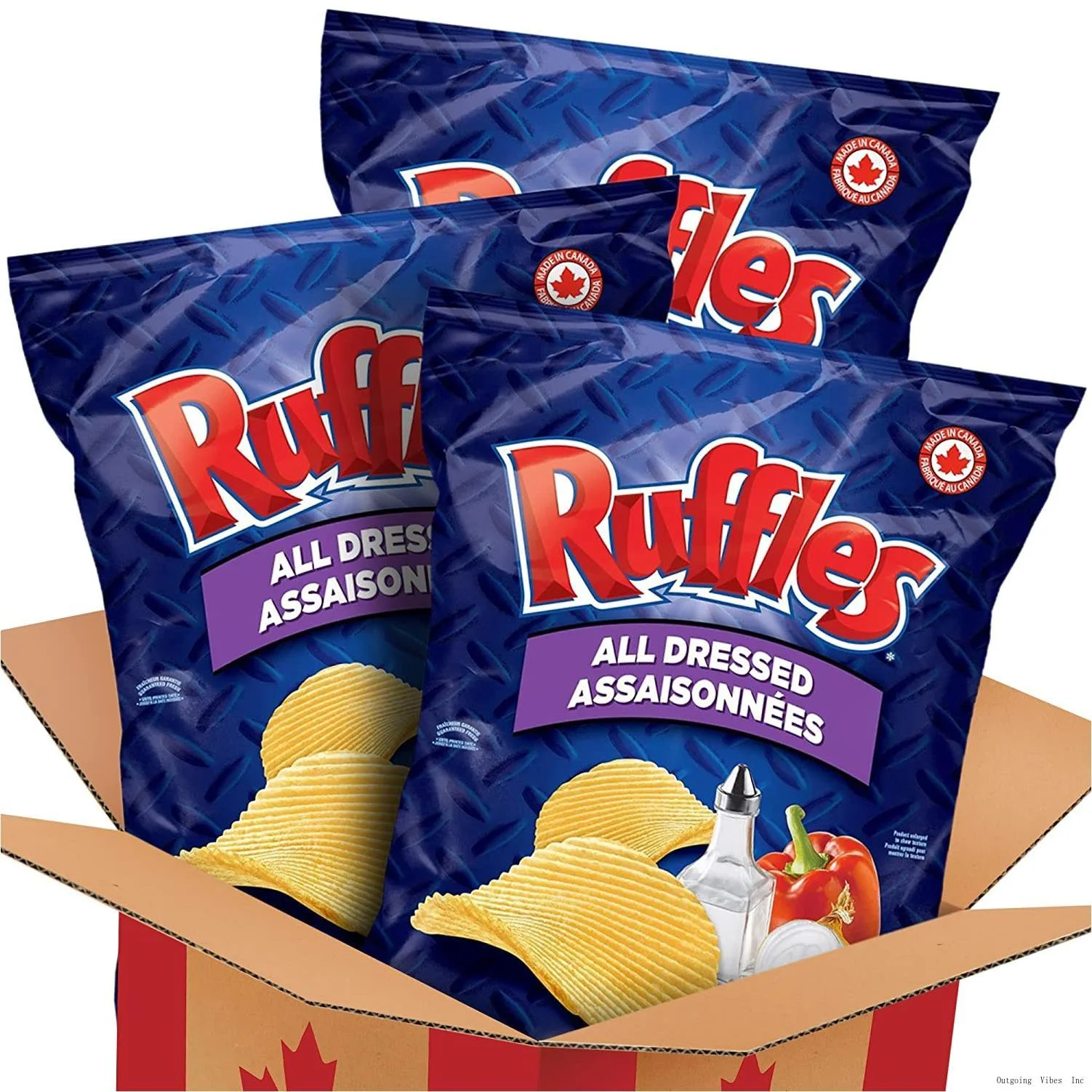 4Lbs (1.8Kg) Of Jumbo Ruffles All Dressed Chips - 3 Huge Family/Club Sized Bags | Best Value | (3 JUMBO Pack)