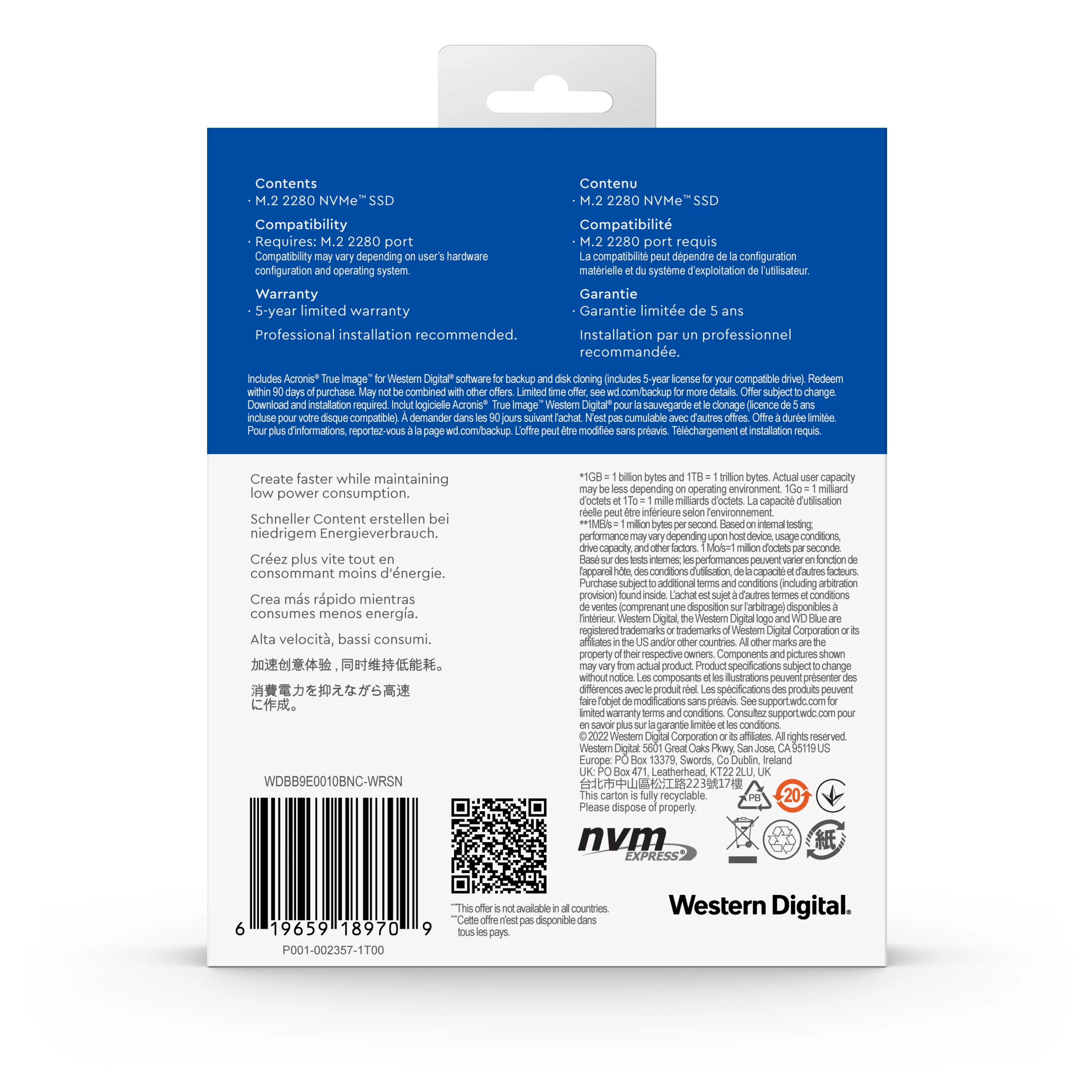 WD Blue 1TB SN570 NVMe SSD - WDBB9E0010BNC-WRWN