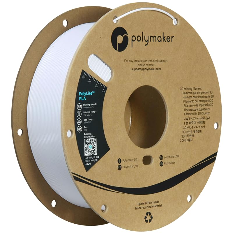 Polymaker PLA Filament, Black 3D Printing PLA Filament 1.75mm 1kg - PolyLite 3D Printer PLA Filament, Dimensional Accuracy +/- 0.03mm, Compatible with Most 3D Printer, Black