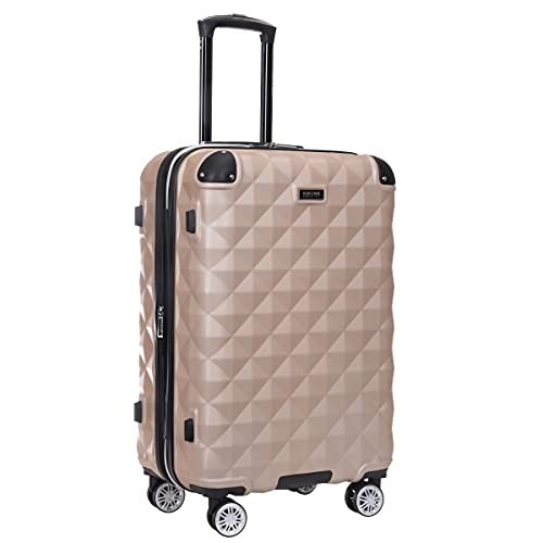 Kenneth Cole REACTION Diamond Tower Collection Lightweight Hardside Expandable 8-Wheel Spinner Travel Luggage, Black, 20-Inch Carry On