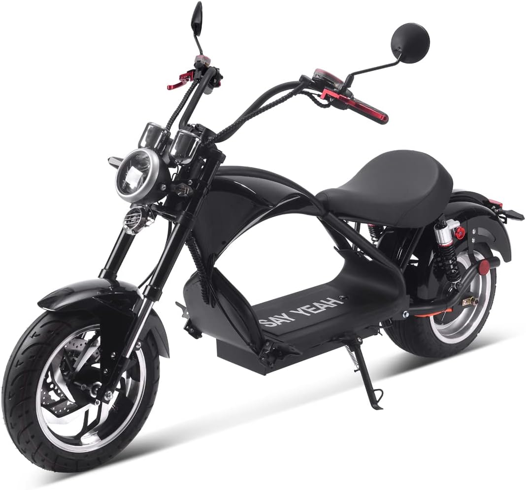 SAY YEAH 2500W Fat Tire Electric Scooter for Adults, 37 mph, 60V20Ah Battery, 4 Speeds Lithium E-Motorcycle with Reverse Gear Function, Citycoco Chopper with Seat, Commuter Scooter Harley Electric