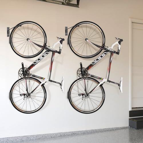 TE DEUM Swivel Bike Rack Garage Wall Hooks, Bike Rack Wall Mount, Vertical Bike Hanger Hook for Indoor, Bicycle Storage Rack, Space Saving Bike Holder (2 Pack)