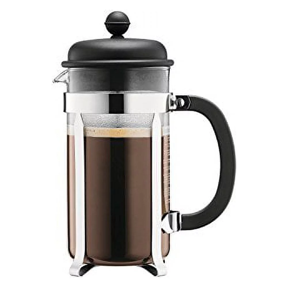Bodum Caffettiera French Press Coffee Maker, 8 Cup, 1 Liter, 34oz with 2 Glass Mugs, 0.35 Liter, 12oz