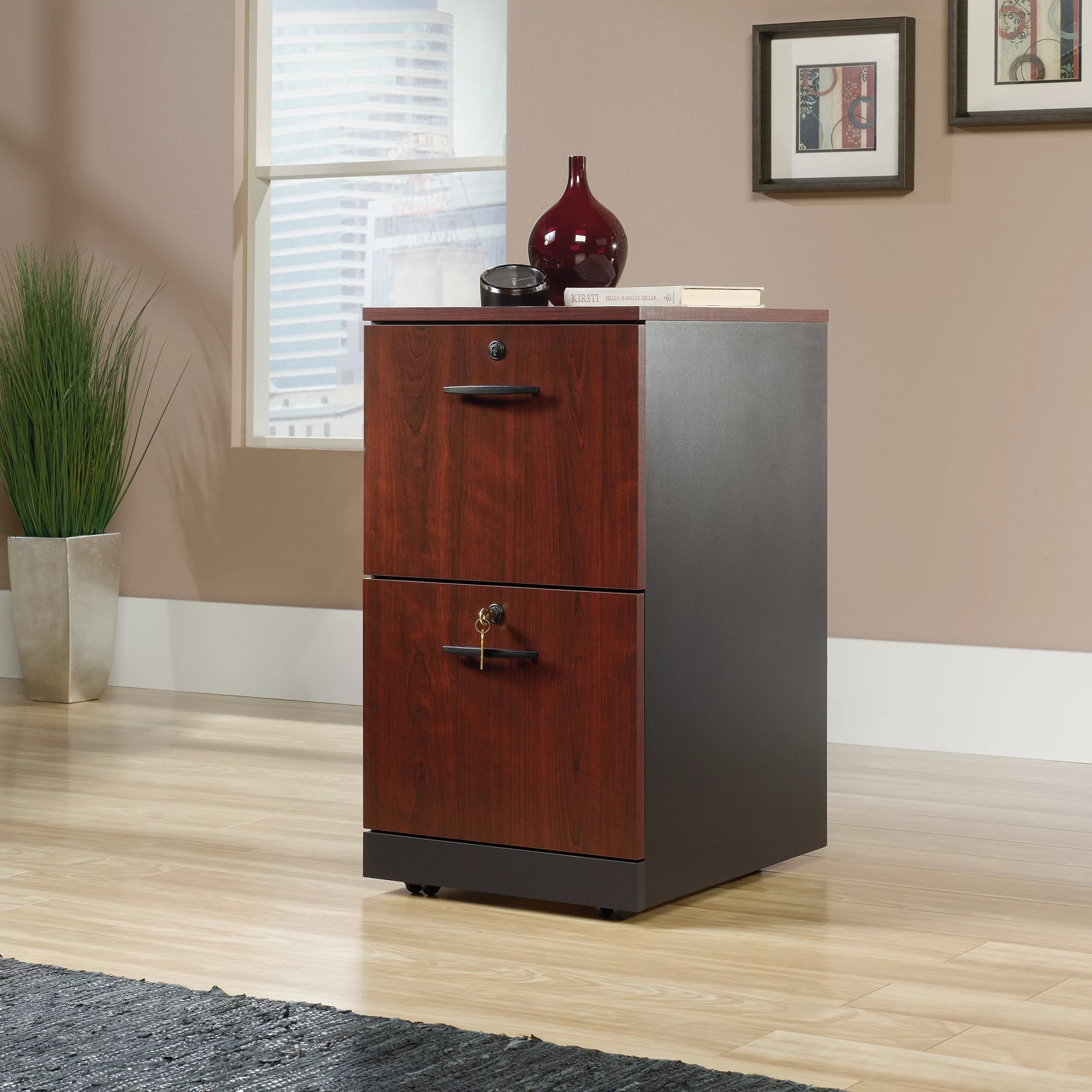Sauder Via Engineered Wood File Cabinet in Classic Cherry Finish