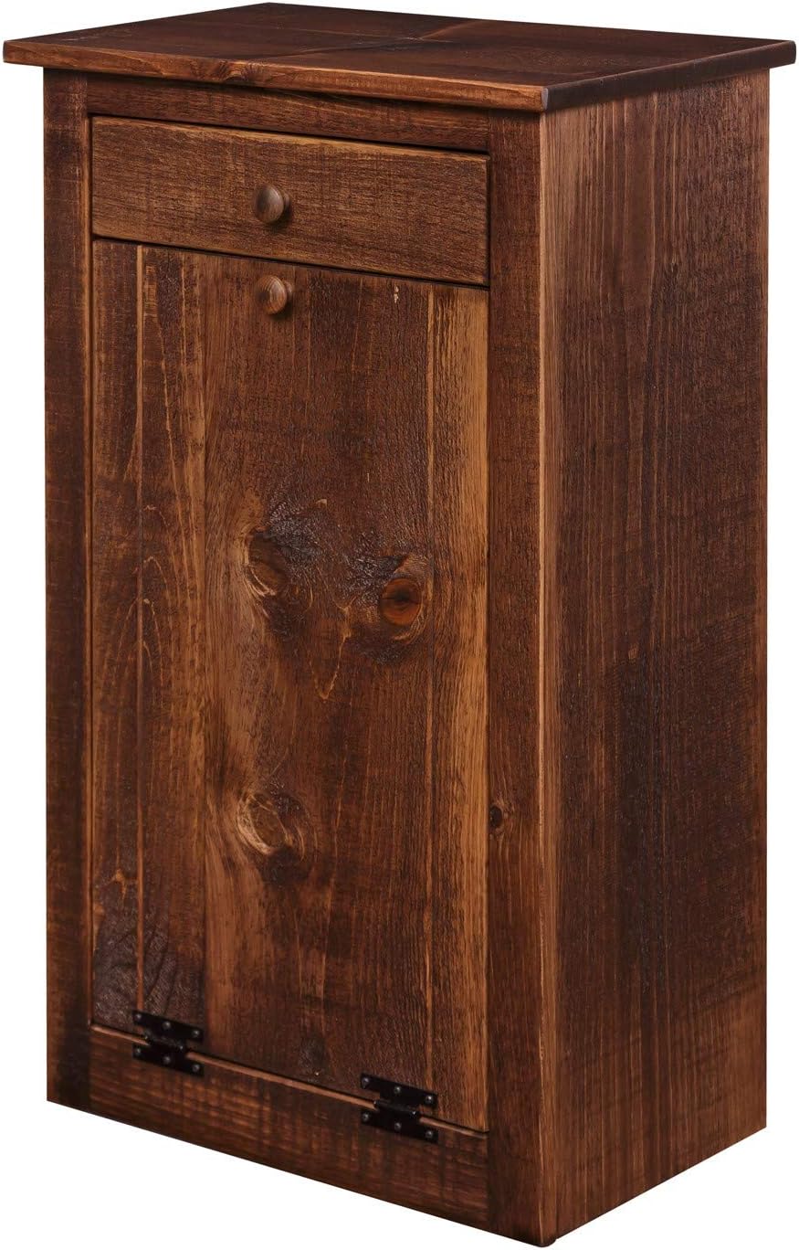 DutchCrafters Amish Farmhouse Wood Pull Out Trash Can Cabinet, Handmade Solid Wood Hideaway Trash Holder, Tilt Out Bin for Trash Disposal, Recycle, or Laundry Hamper Made in America (Provincial)