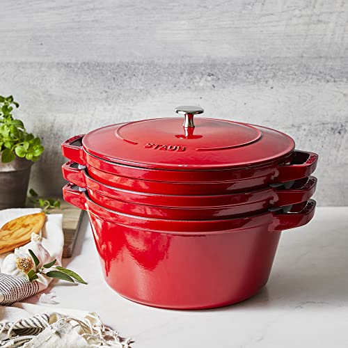 Staub Cast Iron 4-pc Stackable Set - Grenadine