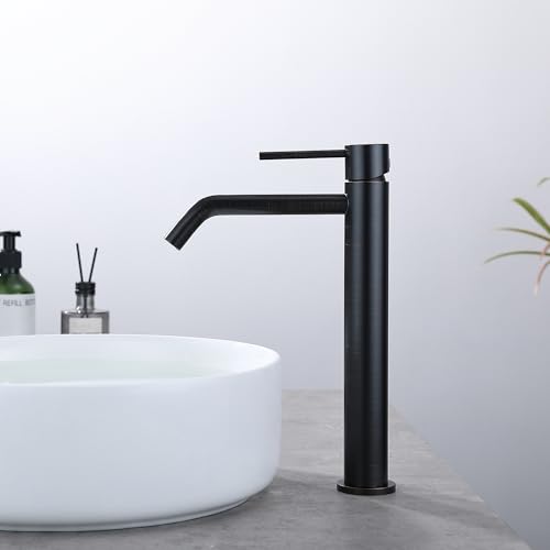 Brushed Gold Vessel Sink Faucet with Pop Up Drain and Supply Lines, Stainless Steel Gold Vanity Faucet Single Hole, JXMMP Single Handle Bathroom Faucet Gold, JXM1001BG