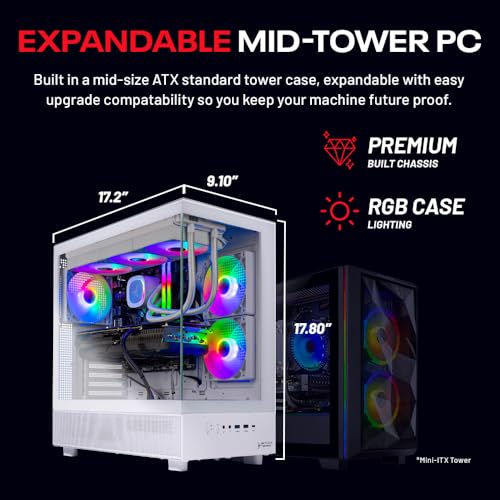 Skytech Gaming Azure 3 Desktop PC, Ryzen 7 9700X 3.8 GHz (5.5GHz), NVIDIA RTX 5060, 1TB NVMe SSD, 32GB DDR5 RAM 6000 RGB, 850W Gold ATX 3 PSU, 360mm ARGB AIO, Wi-Fi, Win 11