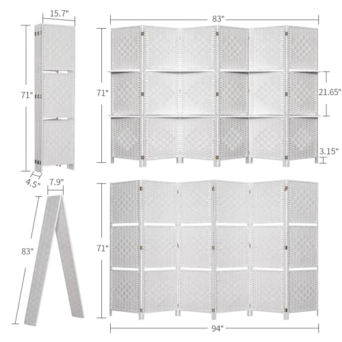 Room Divider with Shelves, Room Dividers and Folding Privacy Screens, Divider for Room Separation Partition Room Dividers, 16