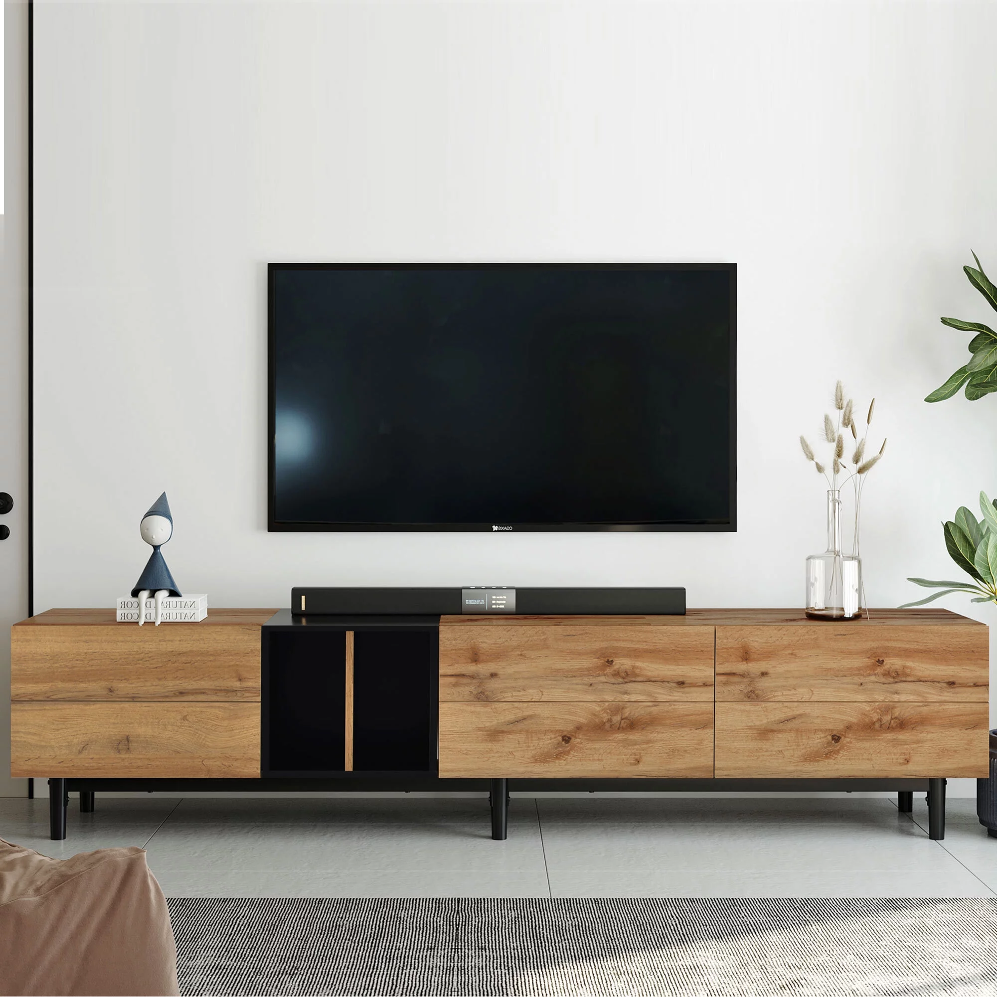 EUROCO Mid-Century Modern TV Stand Up to 80