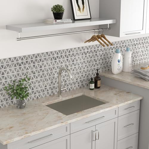 Kichae 12“ Deep Laundry Sink Undermount - 24 Inch Black Undermount Utility Sink Stainless Steel Single Bowl Under Counter Handmade Laundry Utility Room Basin