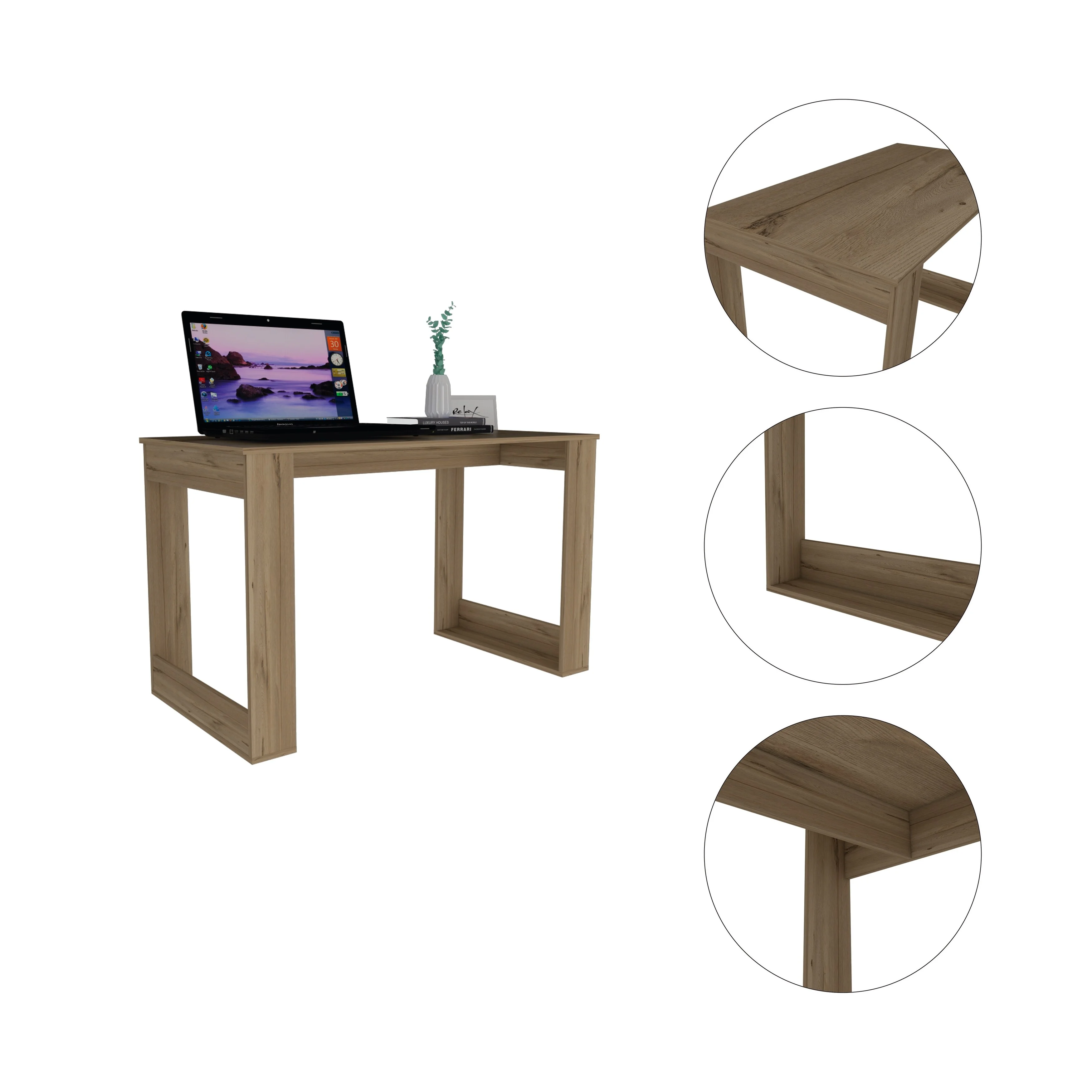 Tuhome Oak Modern- Material -Engineered Wood Oviedo 120 Computer Desk