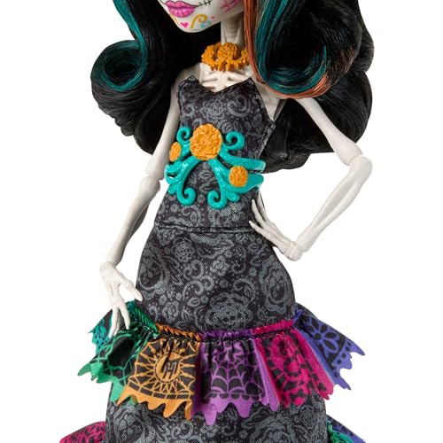 Monster High Doll, Skelita Calaveras Día De Muertos 2024 Howliday Collectible with La Catrina Hat, Papel Picado Dress, and Displayable Packaging