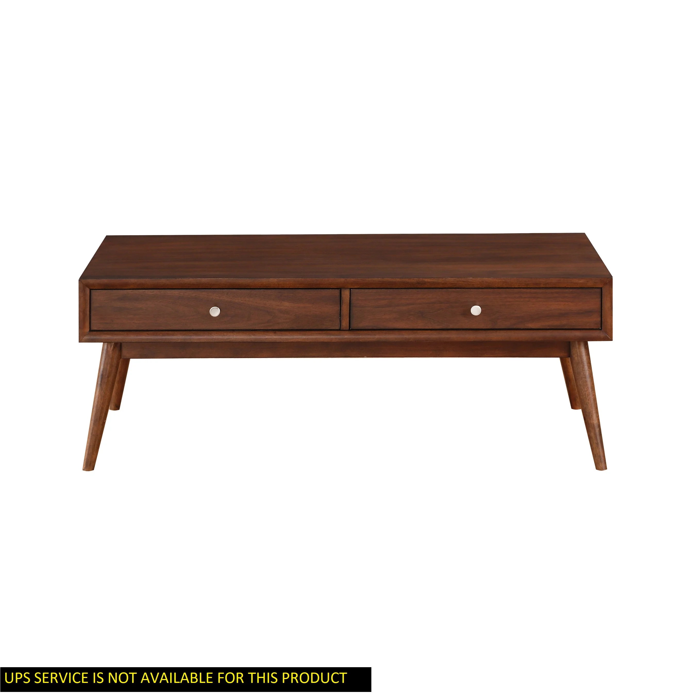 CoSoTower Retro Modern Style 1Pc Coffee Table with 2X Drawers Brown Finish Living Room Furniture Walnut Veneer Wooden Furniture