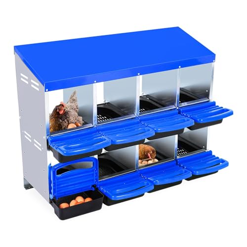 Chicken Nesting Box, 10 Hole 2 Layer Hen Nest Box with Legs, Roll Away Eggs Laying Boxes,Cleanable Pull Out Hen Roosting Boxes