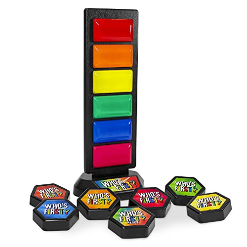 Trainers Warehouse Who's First? v3 Wireless Game 6 Buzzer System | Foster Gameshow Excitement in The Classroom - Includes Light Tower & USB Port & Randomizer