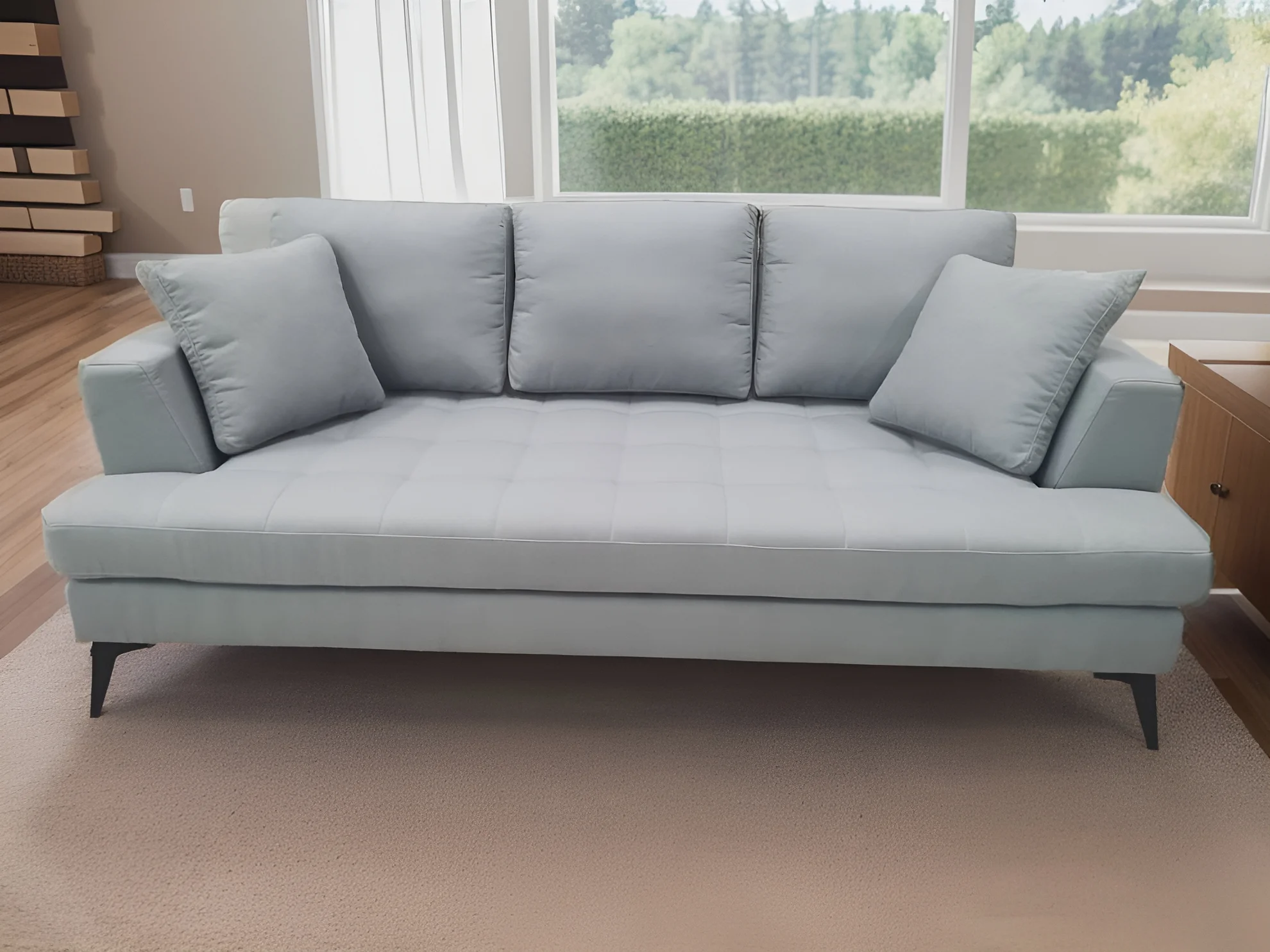 Stendmar Modern 1pc. Gray Linen Fabric 3 Seater Arm Sofa Couch S165A