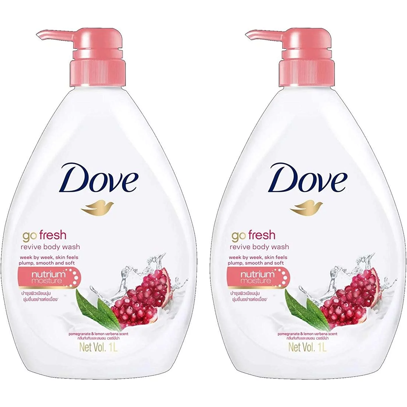 Dove Go Fresh Body Wash, Revive, Pomegranate & Lemon Verbena Scent - 34 fl oz/ 1 L (Pack of 2)