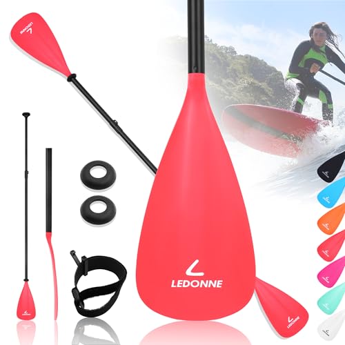 LEDONNE SUP Paddle 4-Piece Adjustable Kayak Paddle Floating Lightweight Paddle Board Oar with Aluminum Alloy Shaft and 2 Nylon Blades Best Price Based on Our 3 Million Sets Per Year 500 bought monthly