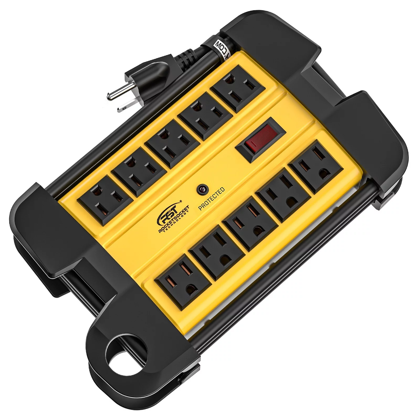 CRST Metal Power Strip Heavy Duty Surge Protector 10 Outlets 6 Feet Extension Cord 2800J Surge Suppressor, Mountable and Hanging, 1875W