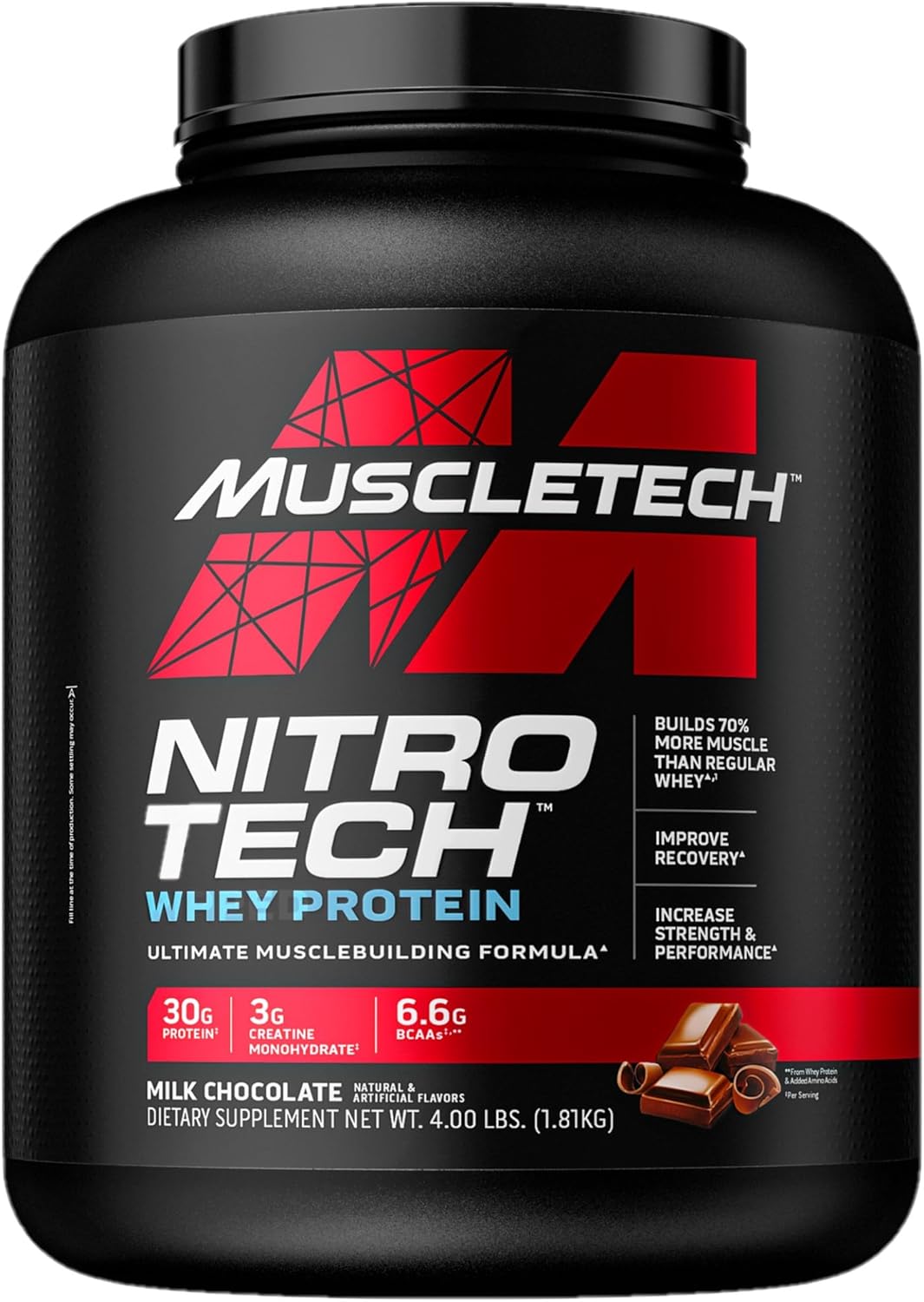 Muscletech Whey Protein Powder Nitro-Tech Whey Protein Isolate & Peptides | Milk Chocolate & Whey Protein Powder, Nitro-Tech Whey Protein Isolate & Peptides, Protein + Creatine
