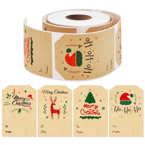 300 PCS Self Adhesive Gift Tag Stickers, 2 x 3 Inch Tags, Decorative Stickers for Holiday Presents & Packages, Envelopes Sealing, Gift Wraps, Easy to Write and Peel