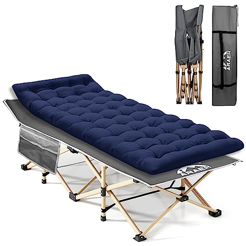 Camping Cot with Mattress, 450LBS(Max Load), Portable Folding Outdoor Bed with Carry Bag for Adults Kids, Heavy Duty Cot for Traveling Gear Supplier, Office Nap, Beach Vocation and Home Lounging