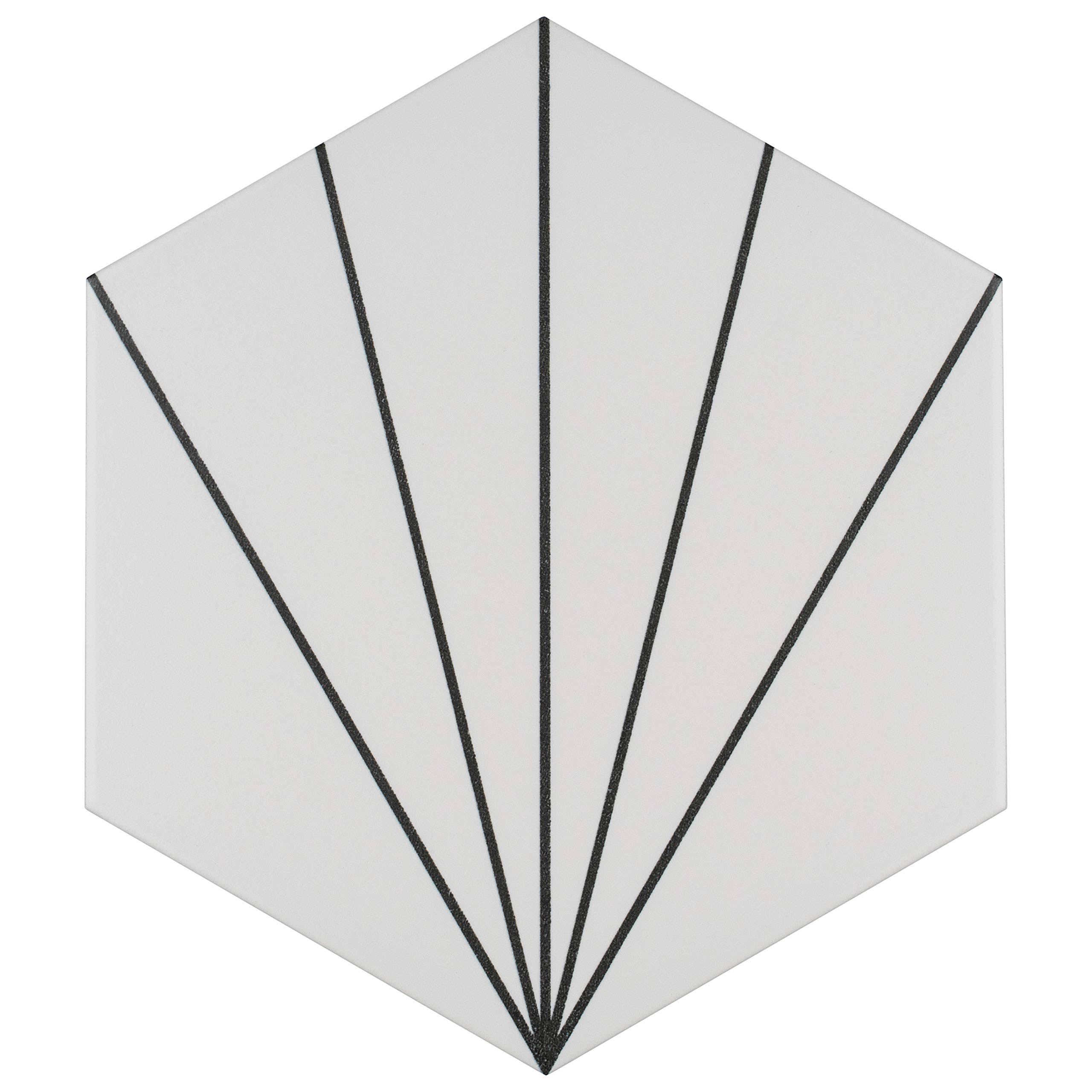 SomerTile FCDASBX Aster Hex Blanco Encaustic Porcelain Floor and Wall Tile, 25