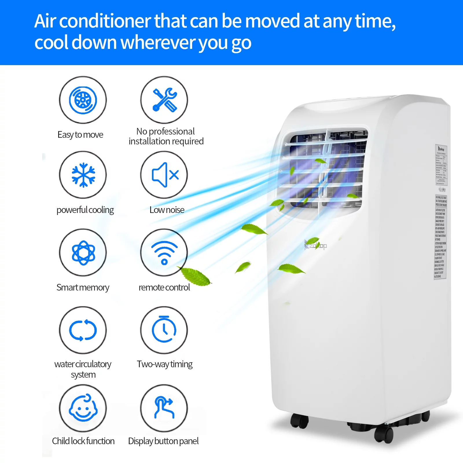 Winado 7100BTU (9000 BTU ASHRAE) Portable Electric Air Conditioner w/ Cooler, Dehumidifier, Fan, Exhaust Hose, Window Seal, Remote