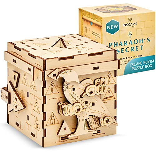 INSCAPE Pharaoh´s Secret Puzzle Box - Escape Room in A Box for Adults - Cluebox - Mind Puzzles for Adults - Puzzle Boxes with Hidden Compartments - Wooden Puzzle Box - Birthday Gift Gadget