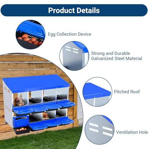Chicken Nesting Box, 10 Hole 2 Layer Hen Nest Box with Legs, Roll Away Eggs Laying Boxes,Cleanable Pull Out Hen Roosting Boxes
