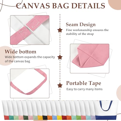 Sanwuta 20 Pcs Large Blank Canvas Tote Bags and Makeup Bags Blank Reusable Grocery Luggage Canvas Tote with Handles(10 Airy Pastel Pack)
