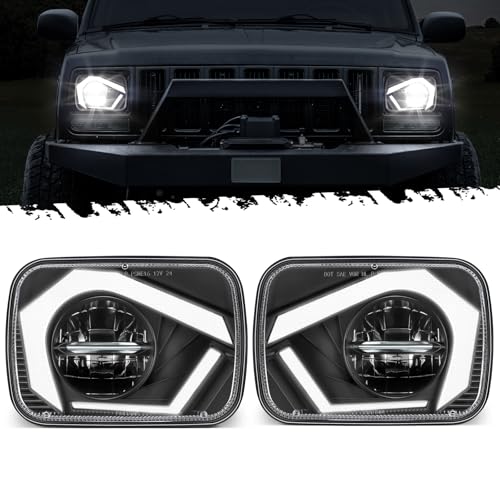 Partsam 2025 H6054 LED Headlights 7x6 5x7 Headlamp Hi/Low Sealed Beam Lights [DOT] [Start & End Animation] [Anti-glare] [DRL] [Sequential Turn Signal] Compatible with Cherokee XJ Wrangler YJ D21 etc