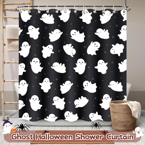 4Pcs Christmas Shower Curtain Set - Merry Christmas Bathroom Set Holiday Shower Curtain with Non-Slip Rugs, Toilet Lid Cover and Bath Mat