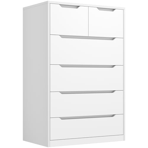 6 Drawer Dresser for Bedrom,Tall Black Chest of Drawers for Bedroom, Hallway, Closet, Modern 43.2