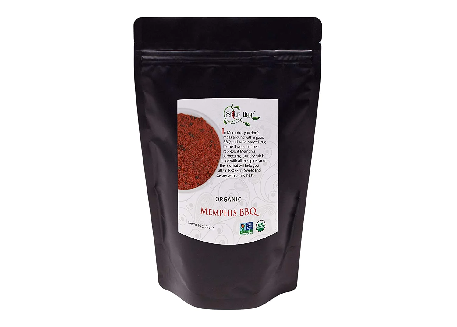 The Spice Hut - Memphis-Style BBQ Dry Rub Seasoning - Organic, Salt-Free Seasoning - Southern BBQ Spice Blend for Beef, Ribs, Pork, Vegan, Gluten-Free, Keto -NO MSG- 1LB BULK Resealable Pouch