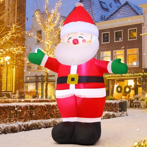 GOOSH 5 FT Christmas Inflatables Santa Claus Outdoor Decorations Blow Up Yard Standing Santa with Built-in LEDs for Holiday Party Xmas Yard Garden Lawn Decor