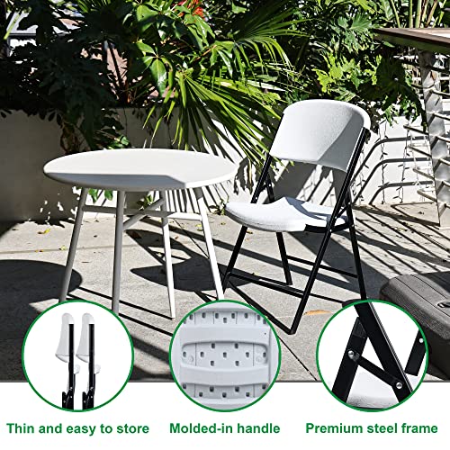 Folding Heavy Duty Plastic Chair with 500-Pound Capacity, White, 4-Pack