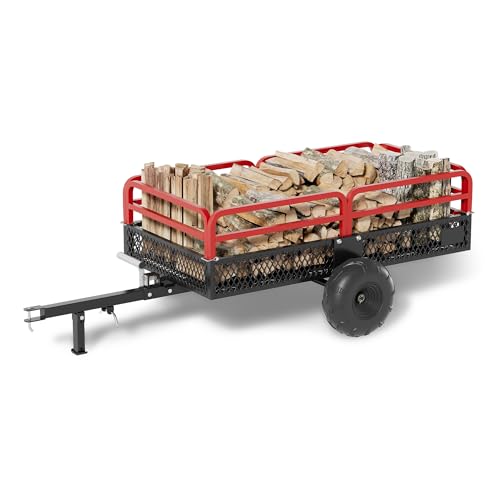 Heavy Duty Steel Dump Cart ATV Trailer, 1500 lbs 15 Cubic Feet Garden Utility Trailer W/Support & Removable Sides,Hand Pull or Foot Pedal Tow Behind Dump Cart for ATV, UTV, Lawn Mowers and Tractors