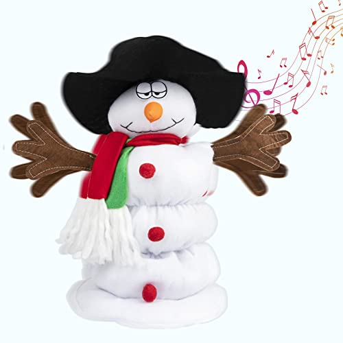 Singing and Dancing Snowman Plush Toy,Musical Santa Snowman Doll with 6 Christmas Songs for Christmas Animated Stuffed Decoration