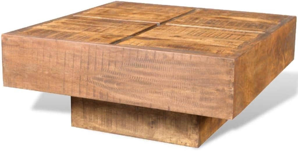 Cocktail Table,Rustic Style,Living Room Coffee Table,Coffee Table Brown Square Solid Mango Wood